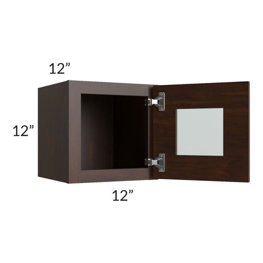 RTA Biscotti Cafe Glazed 12" x 12" Decorative Wall Cabinet with Beveled Glass