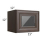 RTA Biscotti Cafe Glazed 15" x 12" Wall Cabinet with Beveled Glass