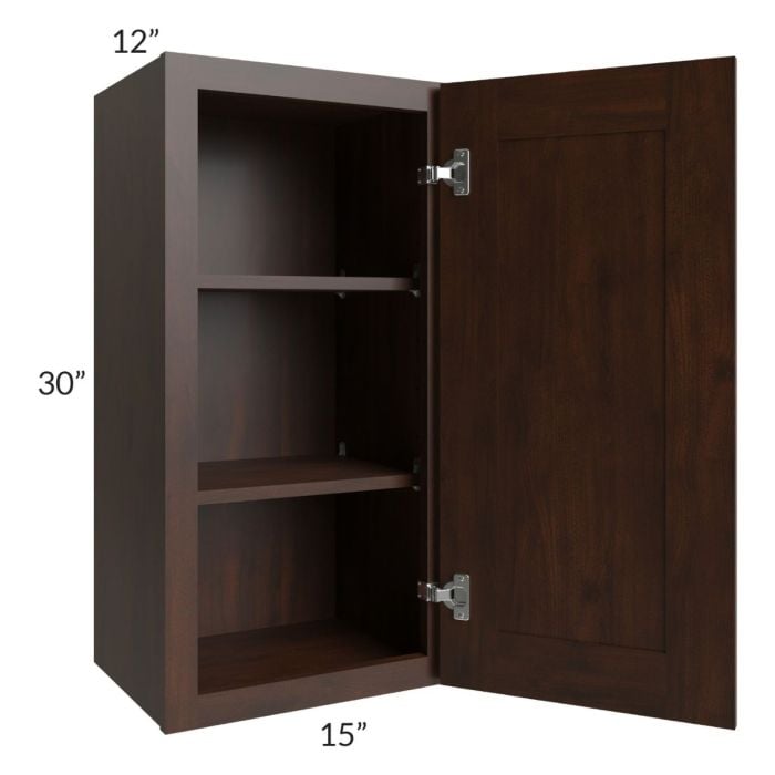 RTA Biscotti Cafe Glazed 15" x 30" Wall Cabinet with 1 Decorative End Panel