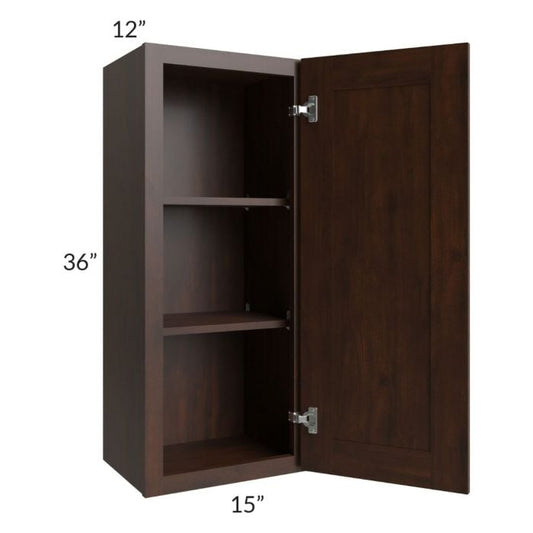 RTA Biscotti Cafe Glazed 15" x 36" Wall Cabinet with 2 Decorative End Panels and Mullion Glass Door