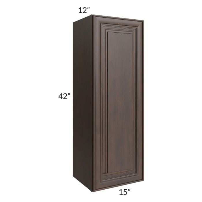 RTA Biscotti Cafe Glazed 15" x 42" Wall Cabinet with 1 Decorative End Panel