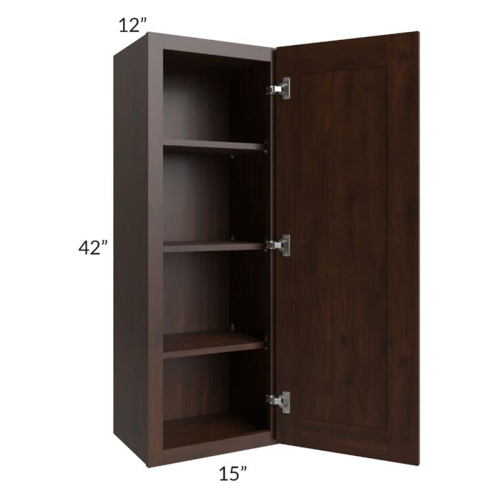 RTA Biscotti Cafe Glazed 15" x 42" Wall Cabinet with 1 Decorative End Panel