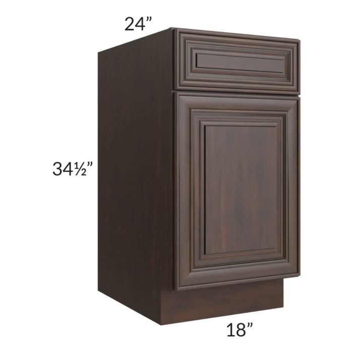 RTA Biscotti Cafe Glazed 18" Base Cabinet - Left Hinged with 1 Decorative End Panel