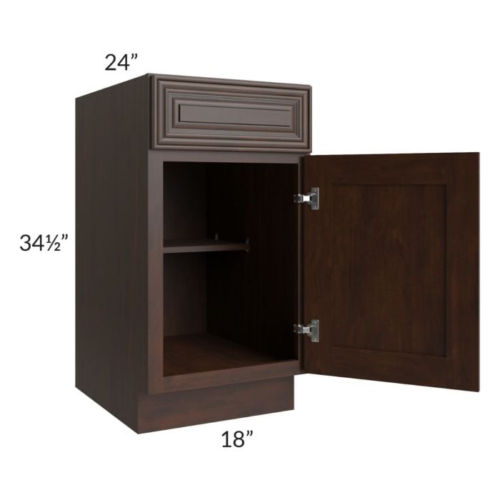 RTA Biscotti Cafe Glazed 18" Base Cabinet - Left Hinged with 1 Decorative End Panel