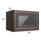 RTA Biscotti Cafe Glazed 18" x 12" Wall Cabinet with Beveled Glass