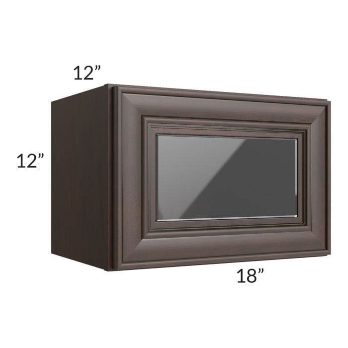 RTA Biscotti Cafe Glazed 18" x 12" Wall Cabinet with Beveled Glass