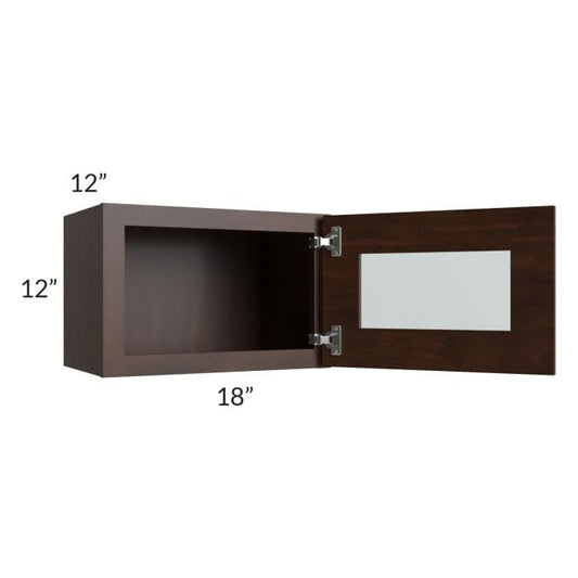 RTA Biscotti Cafe Glazed 18" x 12" Wall Cabinet with Beveled Glass