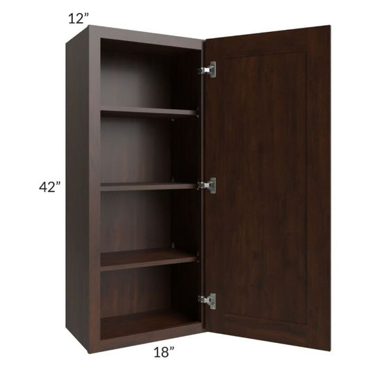RTA Biscotti Cafe Glazed 18" x 42" Wall Cabinet with 2 Decorative End Panels and Mullion Glass Door