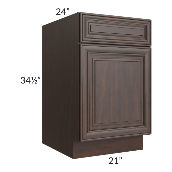 RTA Biscotti Cafe Glazed 21" Base Cabinet - Left Hinged with 1 Decorative End Panel