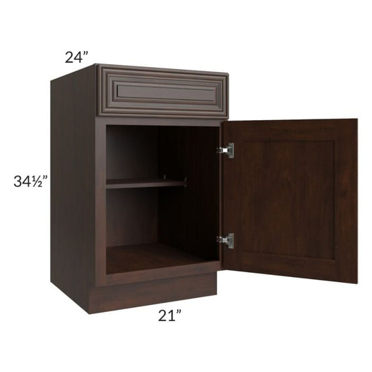 RTA Biscotti Cafe Glazed 21" Base Cabinet - Left Hinged with 2 Roll Out Trays
