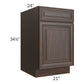 RTA Biscotti Cafe Glazed 21" Base Cabinet - Right Hinged with 1 Roll Out Tray