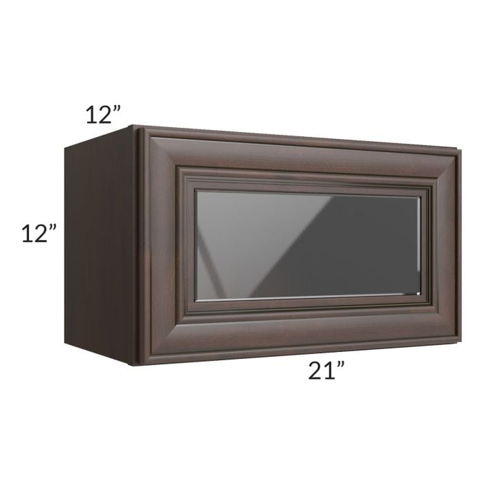 RTA Biscotti Cafe Glazed 21" x 12" Wall Cabinet with Beveled Glass