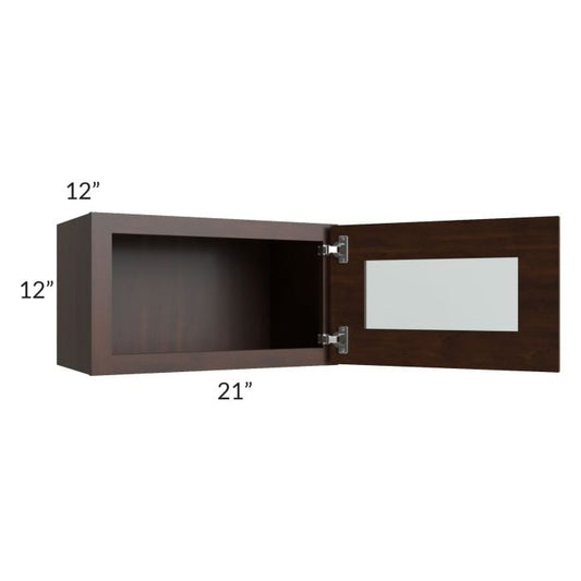 RTA Biscotti Cafe Glazed 21" x 12" Wall Cabinet with Beveled Glass