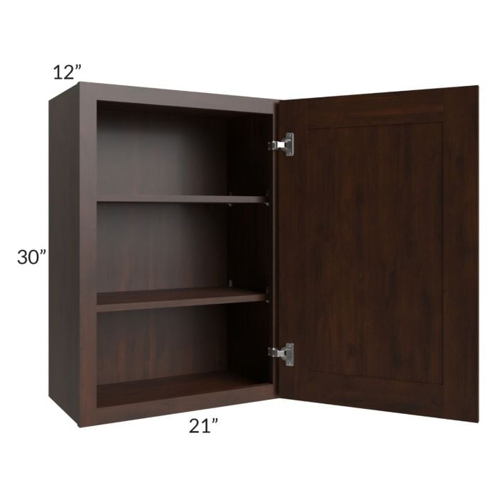 RTA Biscotti Cafe Glazed 21" x 30" Wall Cabinet with 2 Decorative End Panels and Mullion Glass Door