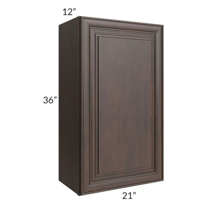 RTA Biscotti Cafe Glazed 21" x 36" Wall Cabinet with 1 Decorative End Panel and Mullion Glass Door