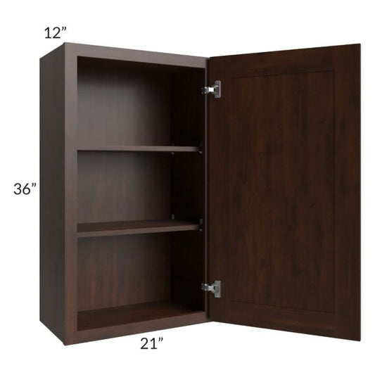 RTA Biscotti Cafe Glazed 21" x 36" Wall Cabinet with 1 Decorative End Panel and Mullion Glass Door