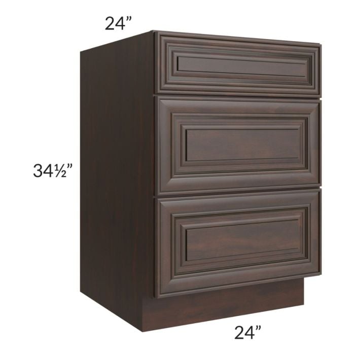 RTA Biscotti Cafe Glazed 24" 3-Drawer Base Cabinet