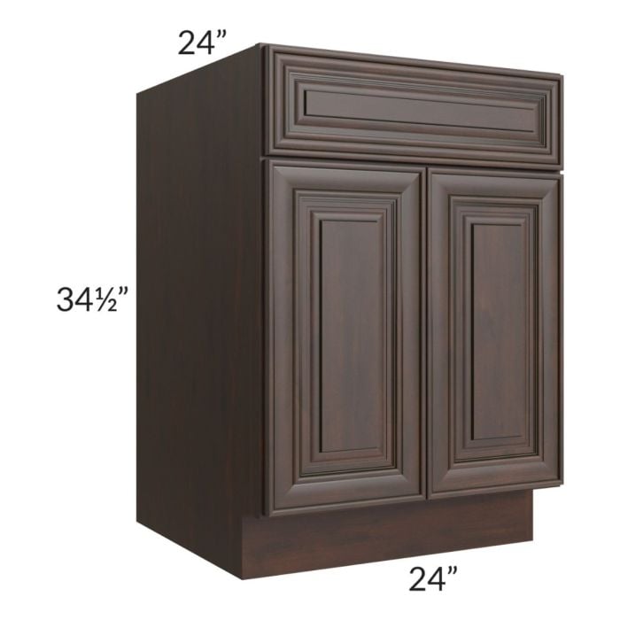 RTA Biscotti Cafe Glazed 24" Base Cabinet with 1 Decorative End Panel and 2 Roll Out Trays