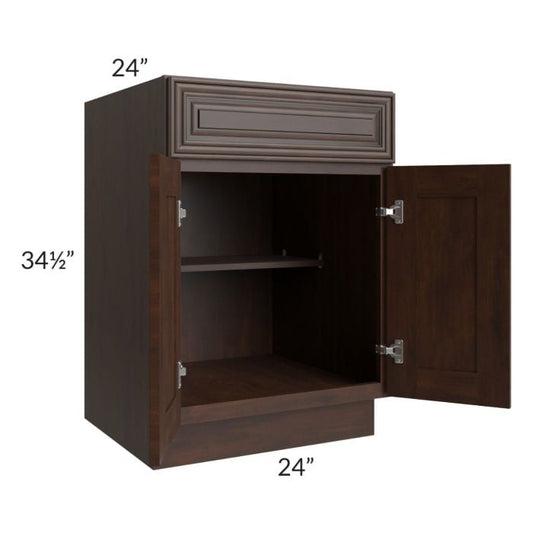RTA Biscotti Cafe Glazed 24" Base Cabinet with 2 Decorative End Panels and 1 Roll Out Tray