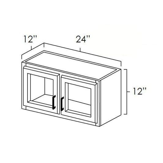 RTA Biscotti Cafe Glazed 24" x 12" Wall Cabinet with Beveled Glass