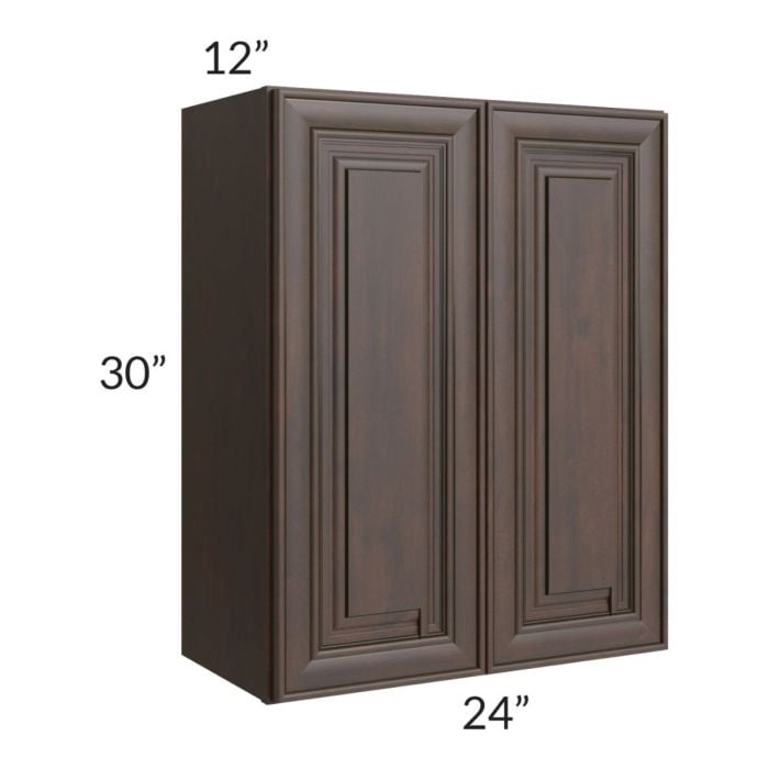 RTA Biscotti Cafe Glazed 24" x 30" Wall Cabinet with 1 Decorative End Panel