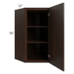 RTA Biscotti Cafe Glazed 24" x 36" Diagonal Corner Wall Cabinet with Mullion Glass Door