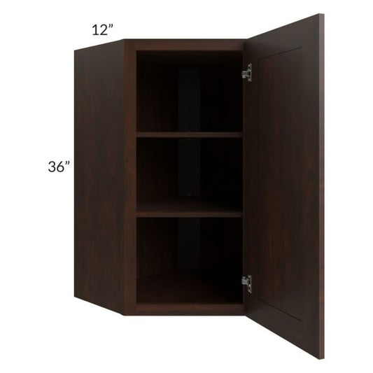 RTA Biscotti Cafe Glazed 24" x 36" Diagonal Corner Wall Cabinet with Mullion Glass Door