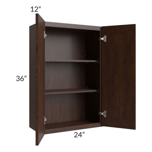 RTA Biscotti Cafe Glazed 24" x 36" Wall Cabinet with 1 Decorative End Panel and Mullion Glass Door
