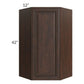 RTA Biscotti Cafe Glazed 24" x 42" Diagonal Corner Wall Cabinet with Mullion Glass Door