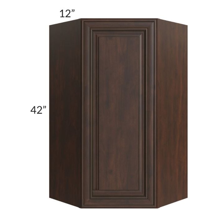 RTA Biscotti Cafe Glazed 24" x 42" Diagonal Corner Wall Cabinet with Mullion Glass Door