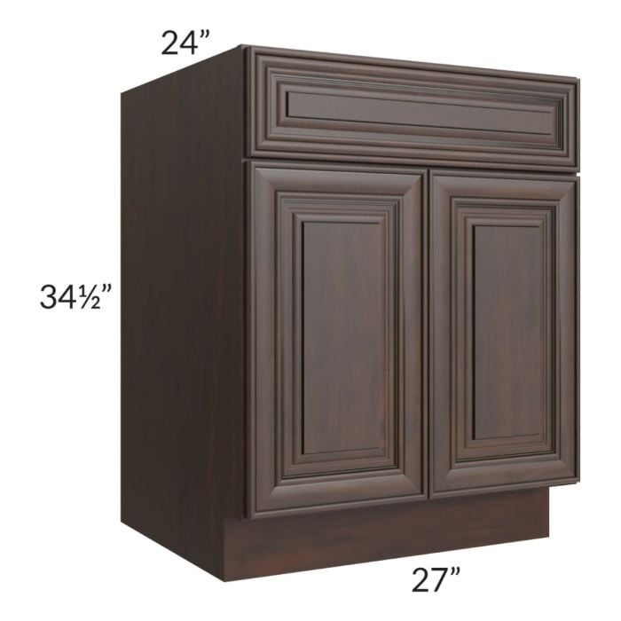 RTA Biscotti Cafe Glazed 27" Base Cabinet with 1 Decorative End Panel and 1 Roll Out Tray