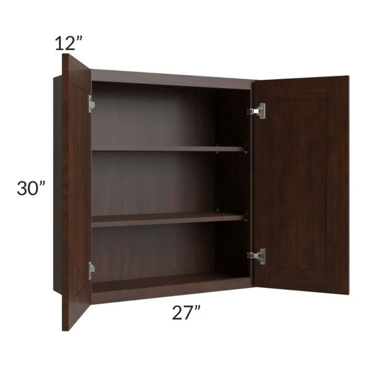 RTA Biscotti Cafe Glazed 27" x 30" Wall Cabinet with 2 Decorative End Panels