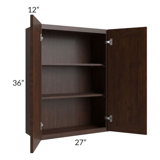 RTA Biscotti Cafe Glazed 27" x 36" Wall Cabinet with 1 Decorative End Panel
