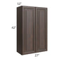 RTA Biscotti Cafe Glazed 27" x 42" Wall Cabinet with 1 Decorative End Panel