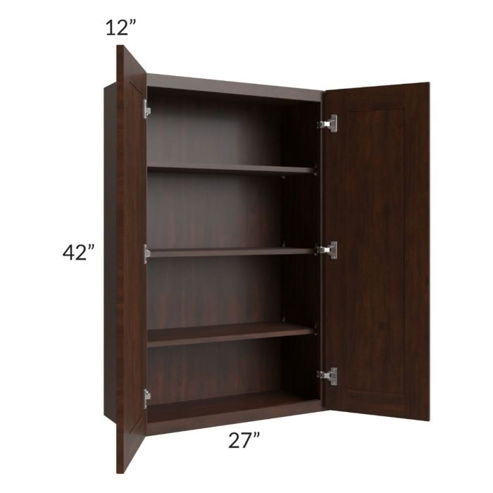 RTA Biscotti Cafe Glazed 27" x 42" Wall Cabinet with 2 Decorative End Panels