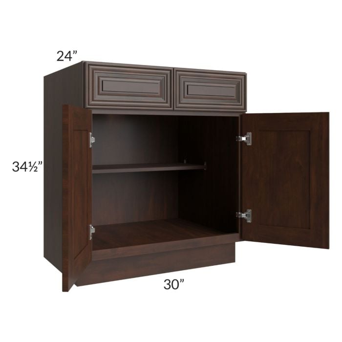 RTA Biscotti Cafe Glazed 30" Base Cabinet with 1 Decorative End Panel and 1 Roll Out Tray