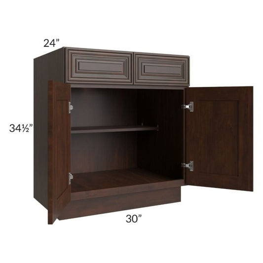 RTA Biscotti Cafe Glazed 30" Base Cabinet with 1 Decorative End Panel and 1 Roll Out Tray