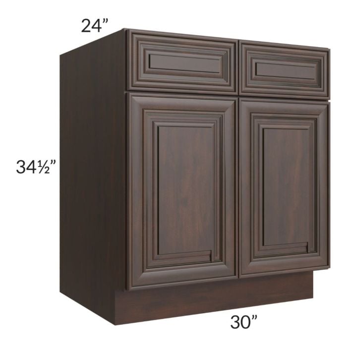RTA Biscotti Cafe Glazed 30" Base Cabinet with 2 Decorative End Panels and 2 Roll Out Trays