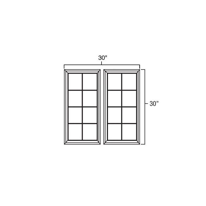 RTA Biscotti Cafe Glazed 30" x 30" Mullion Glass Door