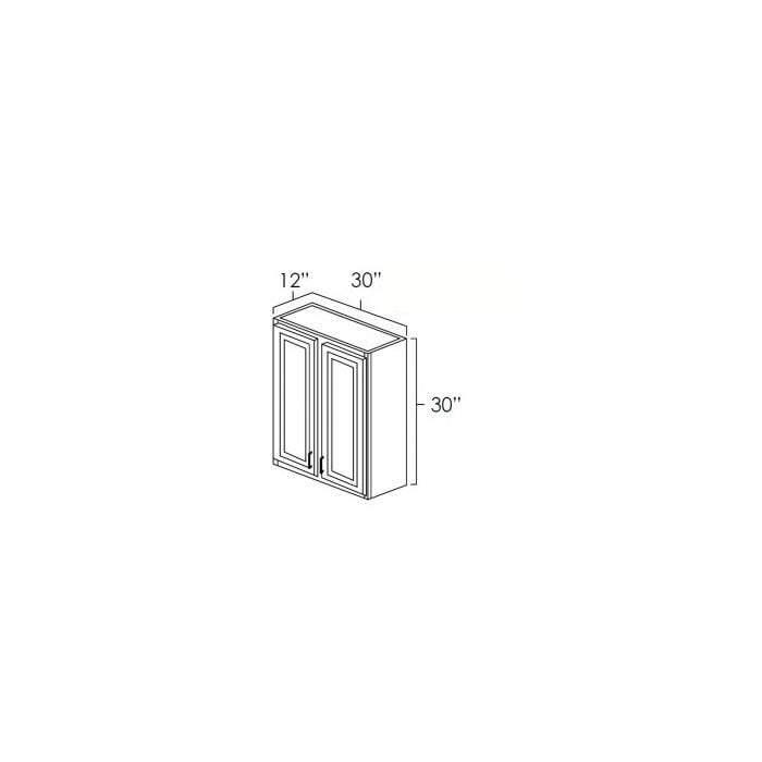 RTA Biscotti Cafe Glazed 30" x 30" Wall Cabinet with Mullion Glass Door