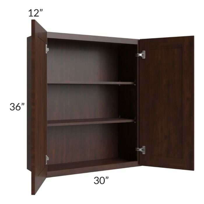 RTA Biscotti Cafe Glazed 30" x 36" Wall Cabinet with 2 Decorative End Panels