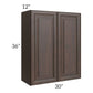 RTA Biscotti Cafe Glazed 30" x 36" Wall Cabinet with Mullion Glass Door