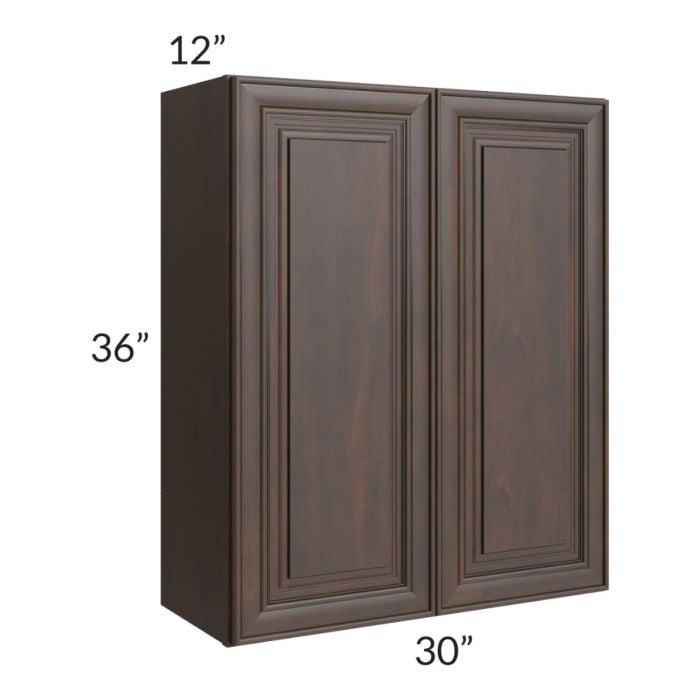 RTA Biscotti Cafe Glazed 30" x 36" Wall Cabinet with Mullion Glass Door