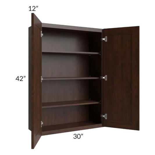 RTA Biscotti Cafe Glazed 30" x 42" Wall Cabinet with 2 Decorative End Panels