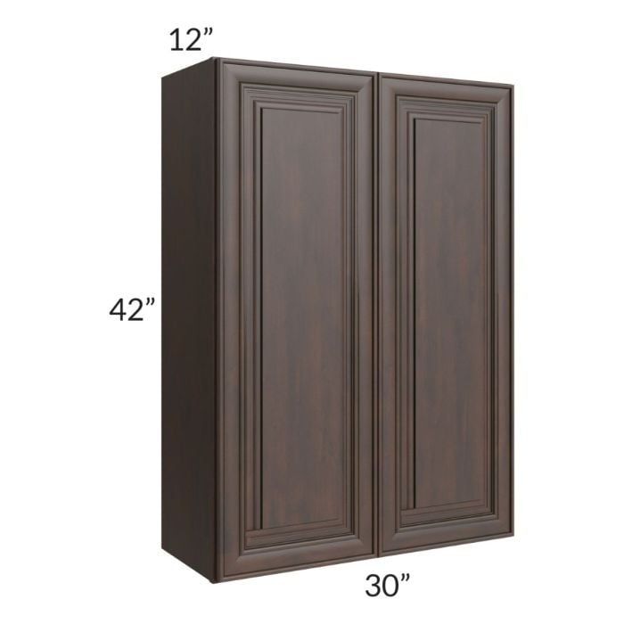 RTA Biscotti Cafe Glazed 30" x 42" Wall Cabinet with Mullion Glass Door