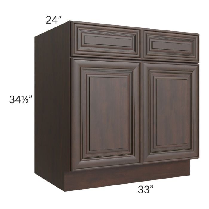RTA Biscotti Cafe Glazed 33" Base Cabinet with 2 Decorative End Panels and 2 Roll Out Trays