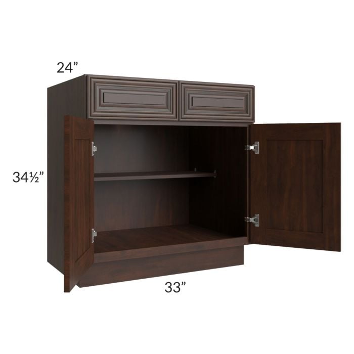 RTA Biscotti Cafe Glazed 33" Base Cabinet with 2 Decorative End Panels