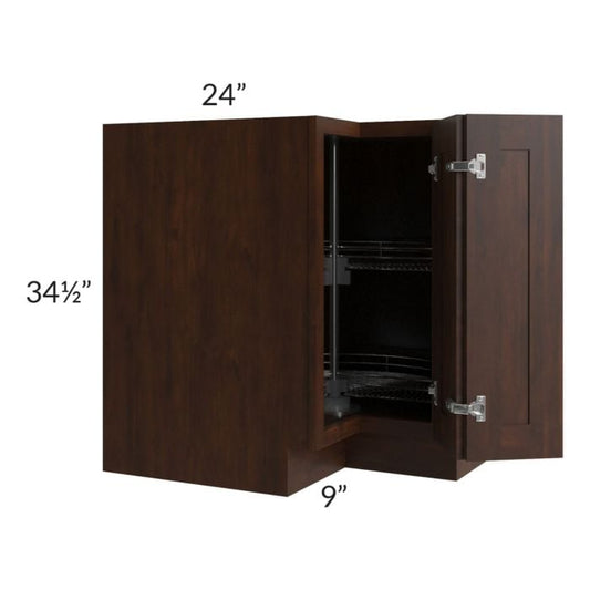 RTA Biscotti Cafe Glazed 33" Lazy Susan Corner Base with Stainless Steel Baskets with 1 Decorative End Panel