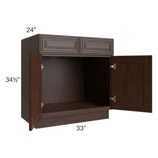 RTA Biscotti Cafe Glazed 33" Sink Base with 1 Decorative End Panel