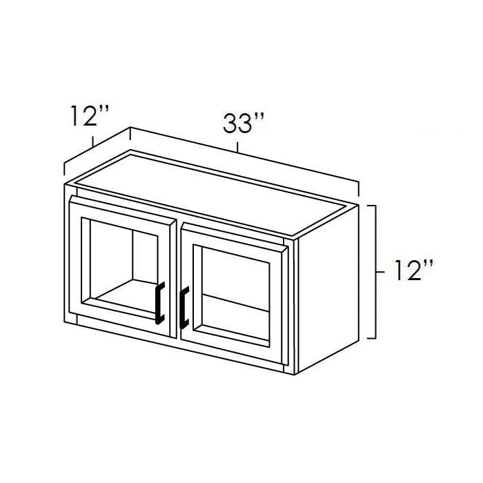 RTA Biscotti Cafe Glazed 33" x 12" Wall Cabinet with Beveled Glass